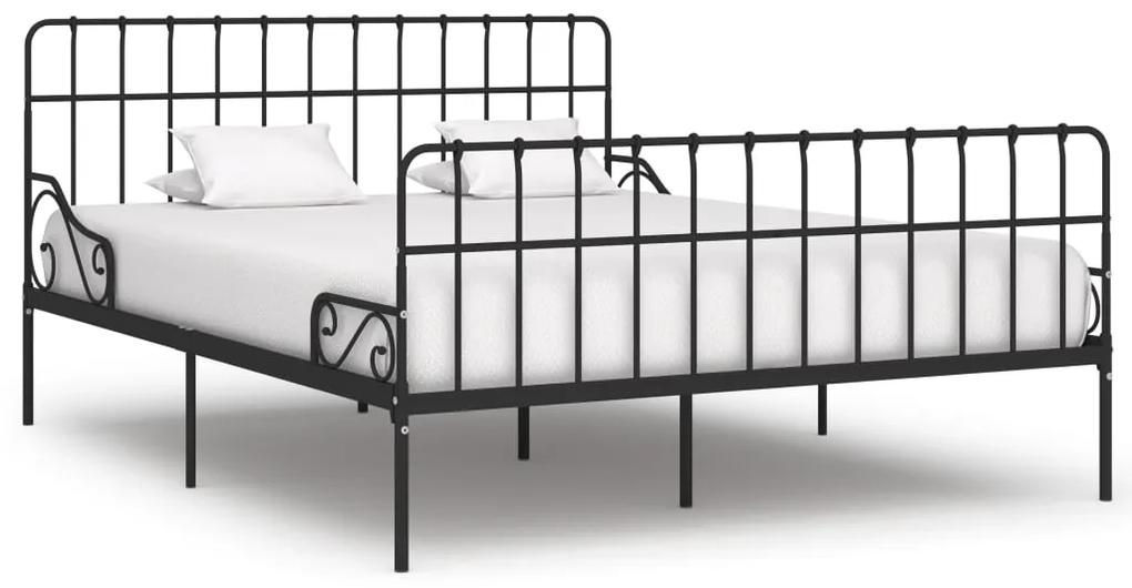 284614 vidaXL Cadru de pat cu bază din șipci, negru, 200 x 200 cm, metal