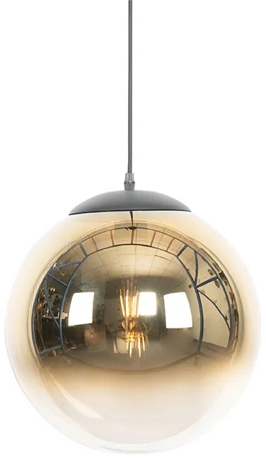 Lampă suspendată Art Deco neagră cu sticlă aurie 33 cm - Pallon