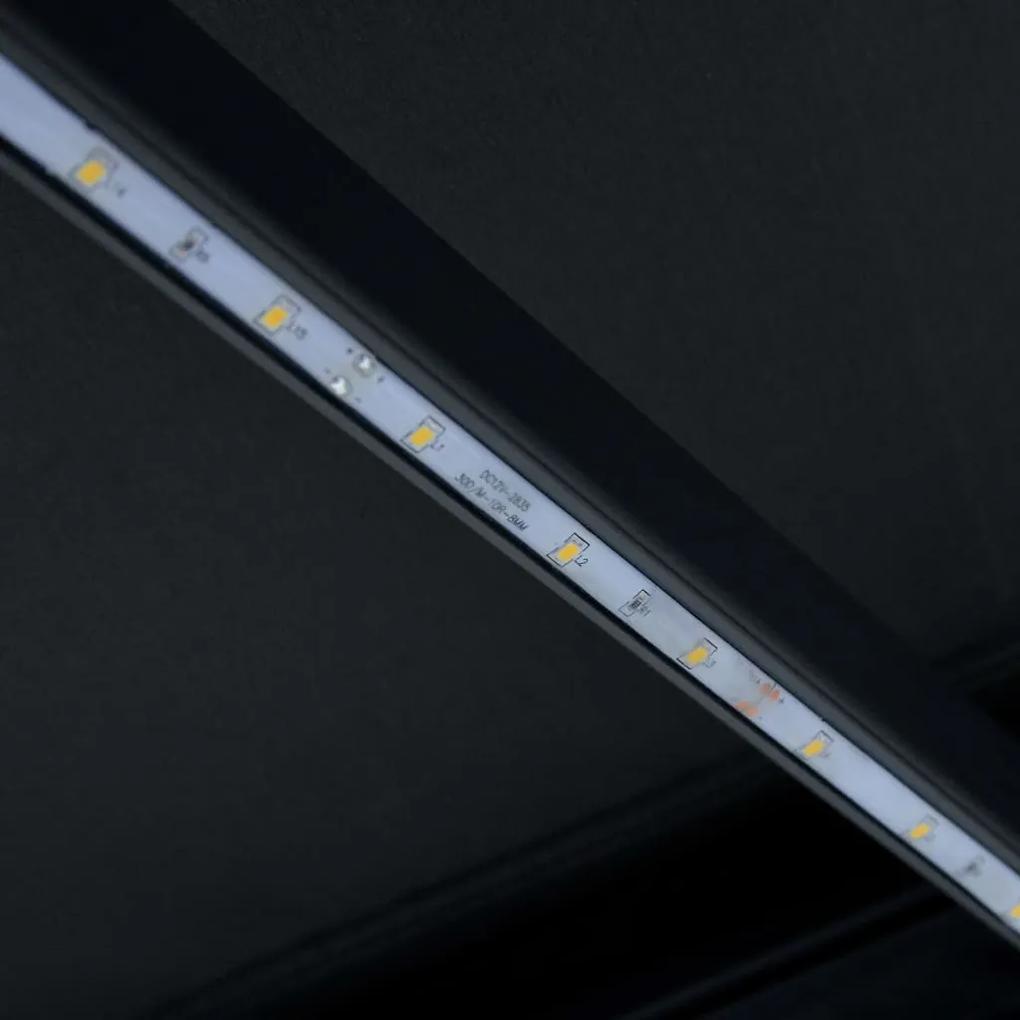 Copertina retractabila cu senzor vant  LED antracit 350x250 cm Antracit, 350 x 250 cm