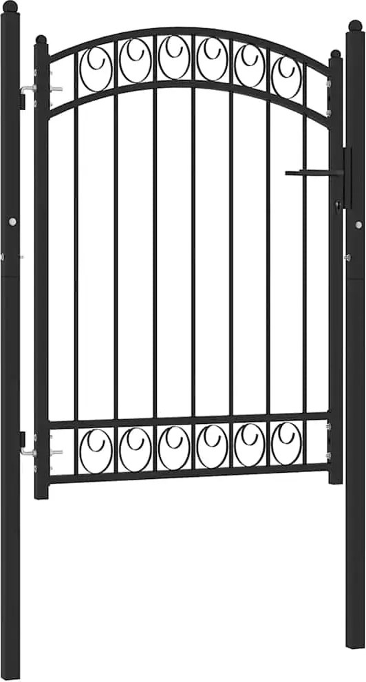 vidaXL Poartă de gard Emmen cu blat arcuit din oțel, 100x98,5 cm, negru
