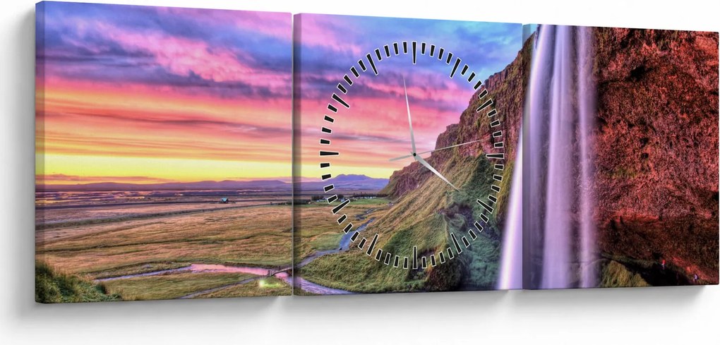 Tablou - Cascada Seljalandsfoss (cu ceas) (90x30 cm)