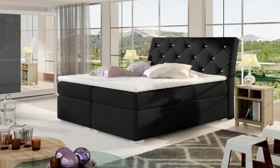 Pat tapitat, boxspring, cu spatiu pentru depozitare, 180X200 cm, Balvin 2, Eltap (Culoare: Albastru deschis)