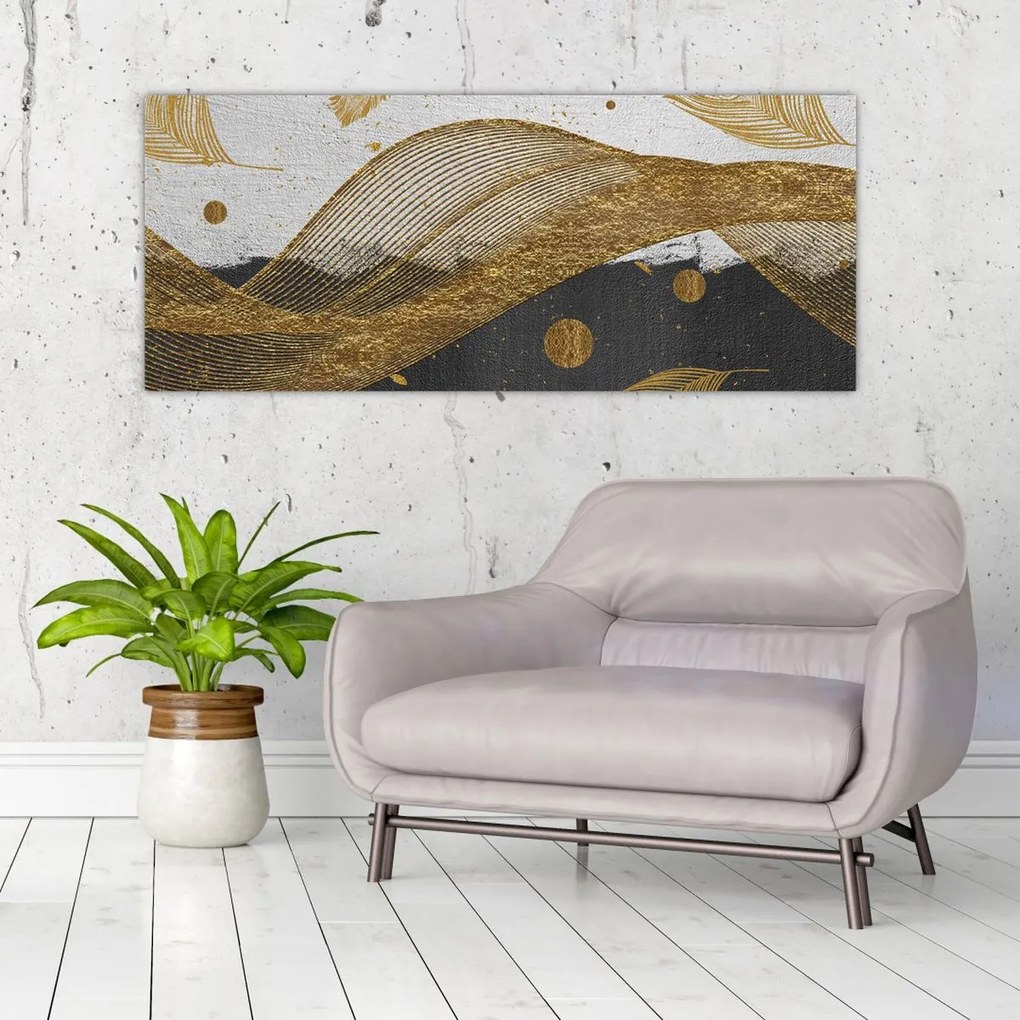 Tablou - Pene aurii (120x50 cm)