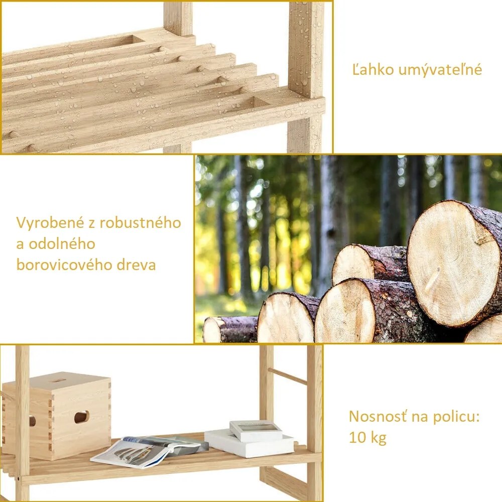 Raft de lemn ÖLAND, 58x27x136cm, 5 polițe, maro Casaria