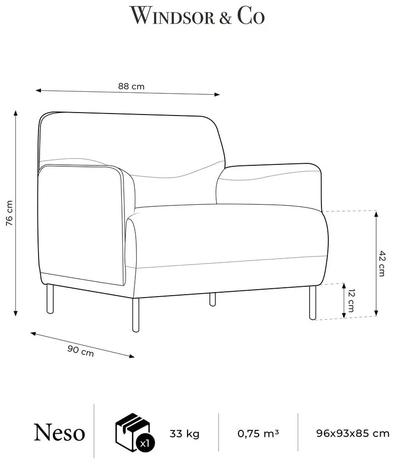 Fotoliu Windsor & Co Sofas Neso, gri închis