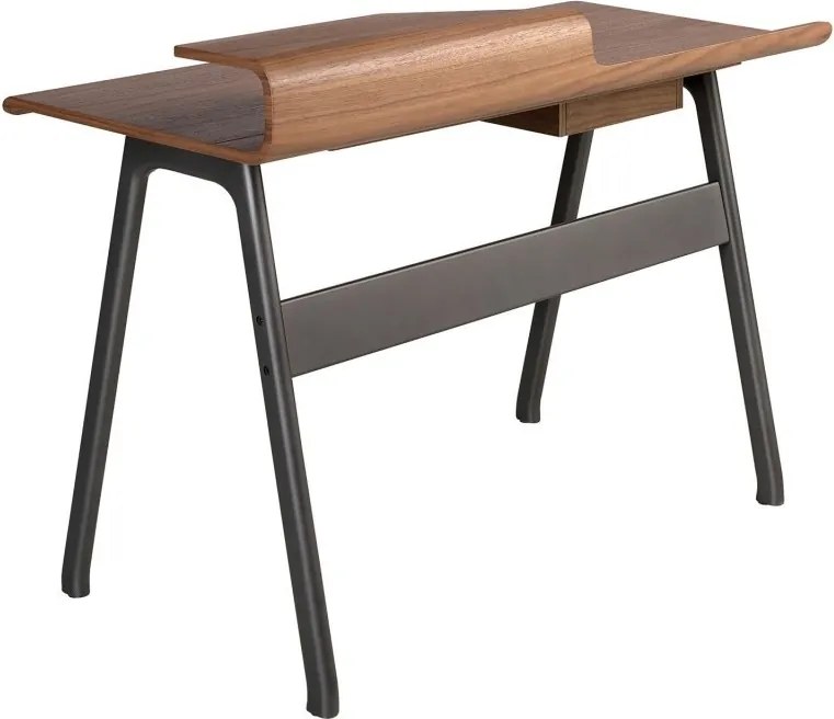 Birou modern din lemn furniruit si fibra de sticla Walnut
