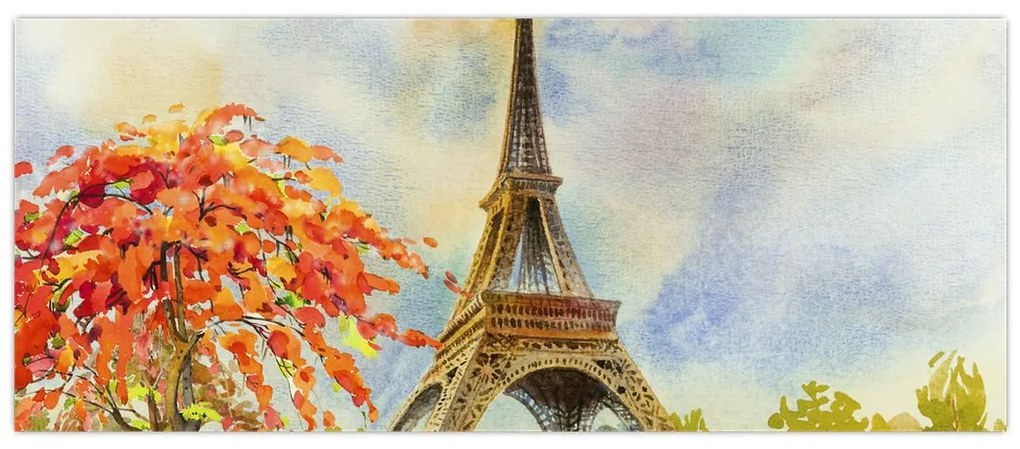 Tablou pictat cu turnul Eiffel (120x50 cm)