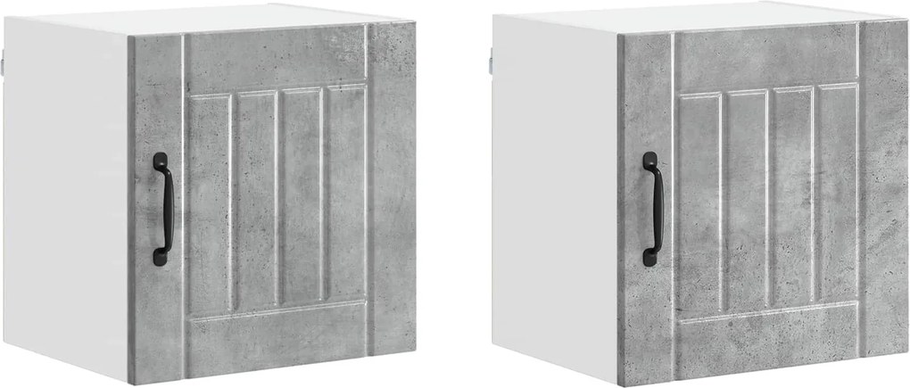 vidaXL Dulap de bucătărie Lucca 2 pcs Gri din beton 40 x 31 x 40 cm