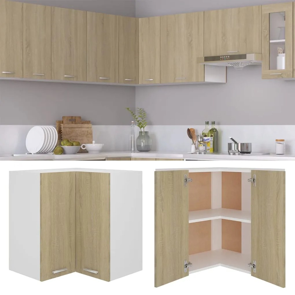 806393 vidaXL Dulap de colț suspendat stejar sonoma 57x57x60cm lemn prelucrat