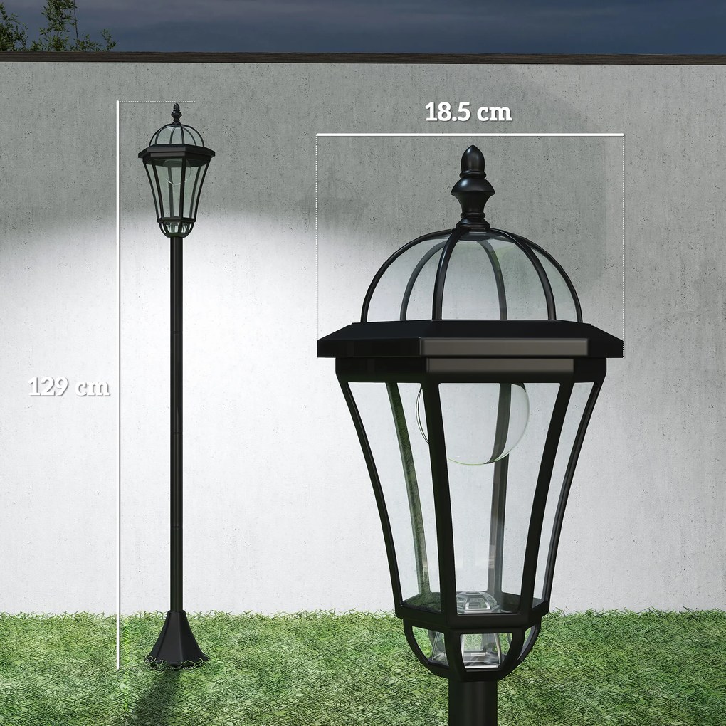 Outsunny Set 2 Lampi Solare de Gradina, Lumini de Exterior Solare cu 2 LED, Aprindere Automata si Durata 6 Ore, Negru | Aosom Romania