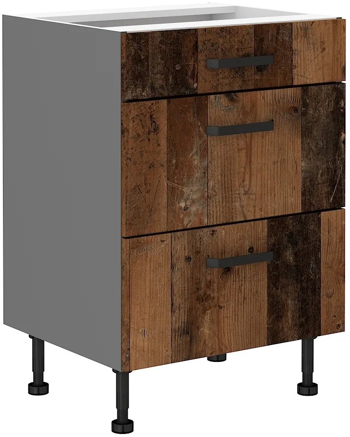 Dulap inferior de bucătărie Oldie 60 D 3S BB PREMIUM BOX (Antracit + Old style). 1049663