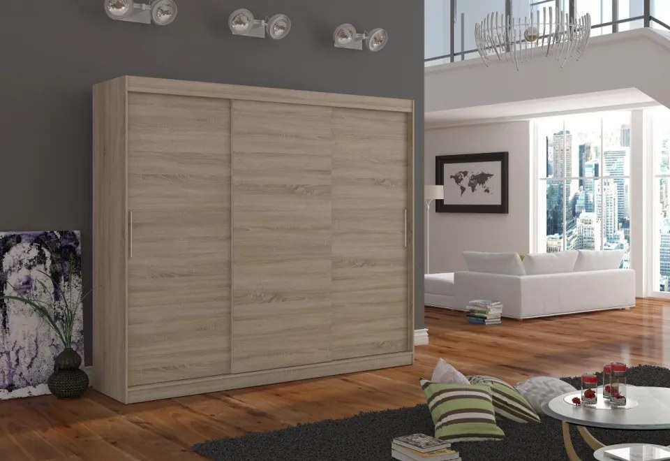 Dulap cu usi glisante 250x215 cm, Antos, ADRK (Culoare: Alb)