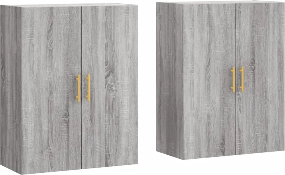 vidaXL Dulapuri montate pe perete, 2 buc, gri sonoma, 69,5x34x90 cm