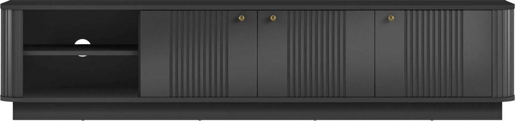 Comodă TV pe soclu Vesper 3D 187 cm - negru / mânere aurii