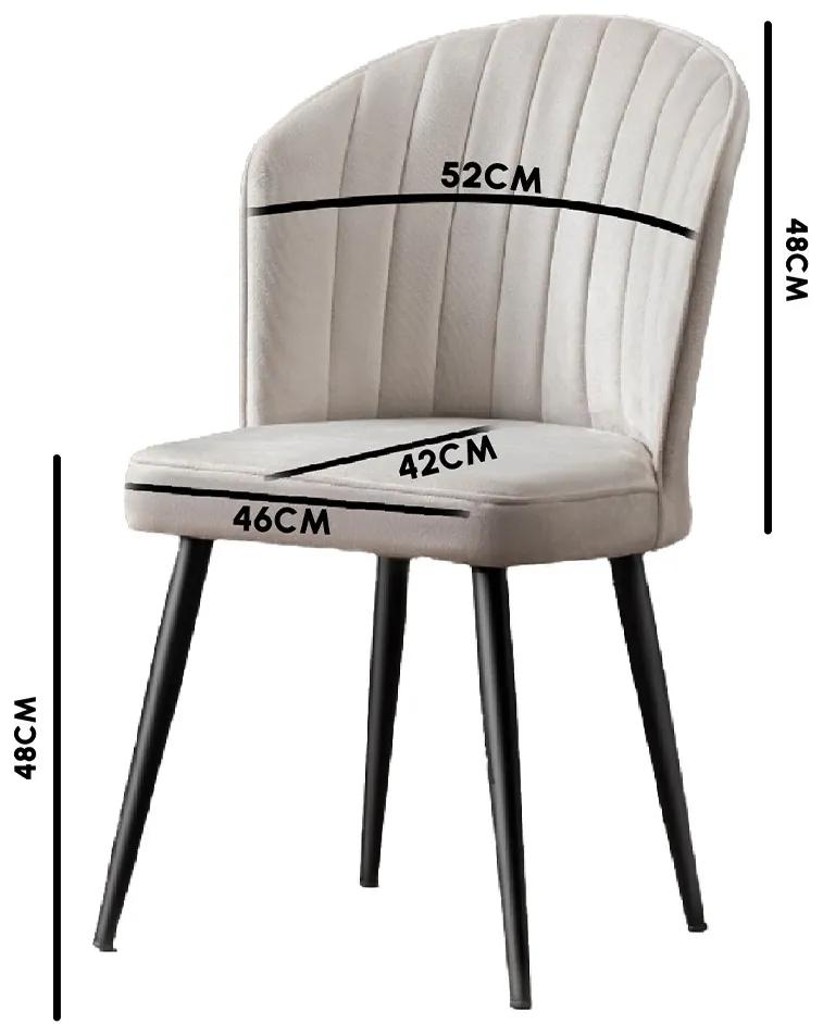 Set 2 scaune haaus Rubi, Negru, textil, picioare metalice