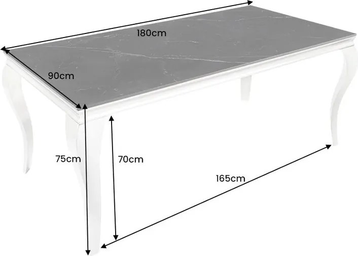 Masa eleganta cu picioare curbate Modern Barock argintiu/ negru