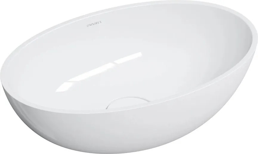 Lavoar pe blat Omnires Shell M+ finisaj alb lucios 50 cm
