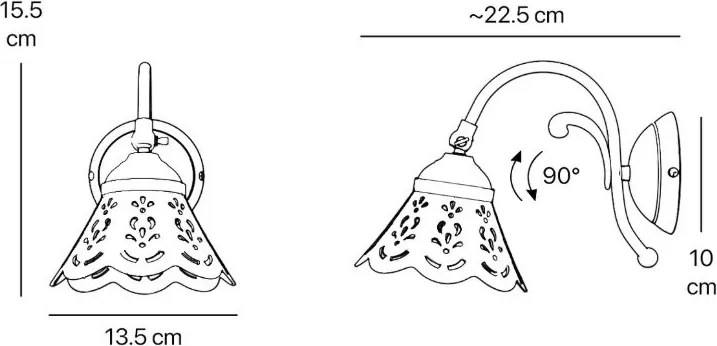 Aplica de perete din alama si abajur ceramic Zefira