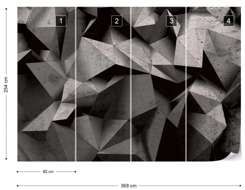 Fototapet - 3D Polygon Concrete - gri inchis