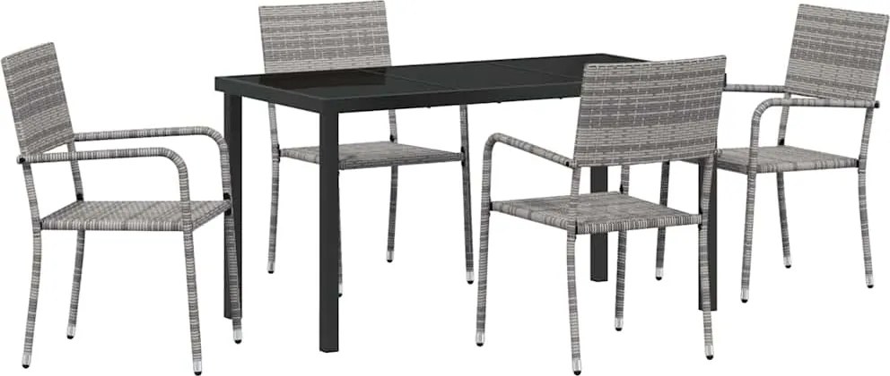 vidaXL Set de masă pentru grădină cu pernă 5 pcs Gri poliratan