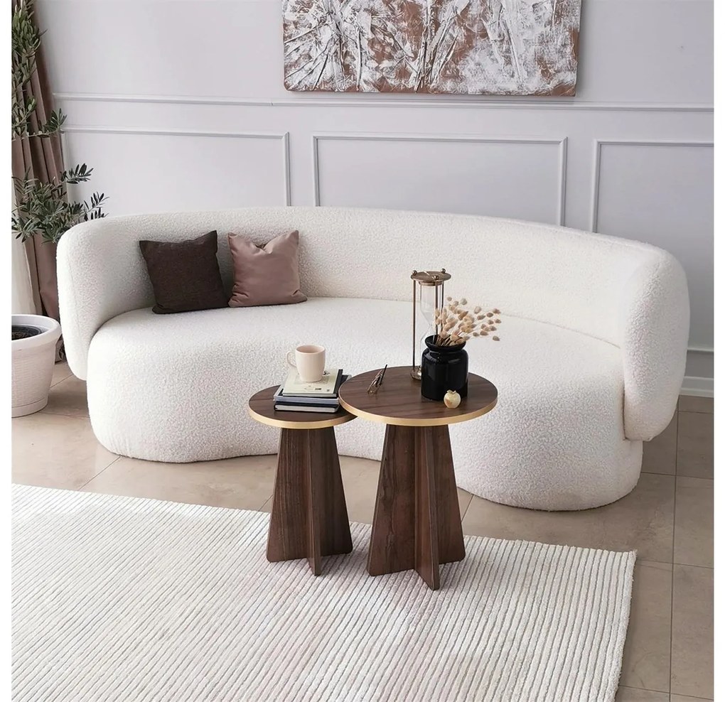 Set 2buc. măsuțe cafea Kabivo 1 (auriu + nuc). 1089598