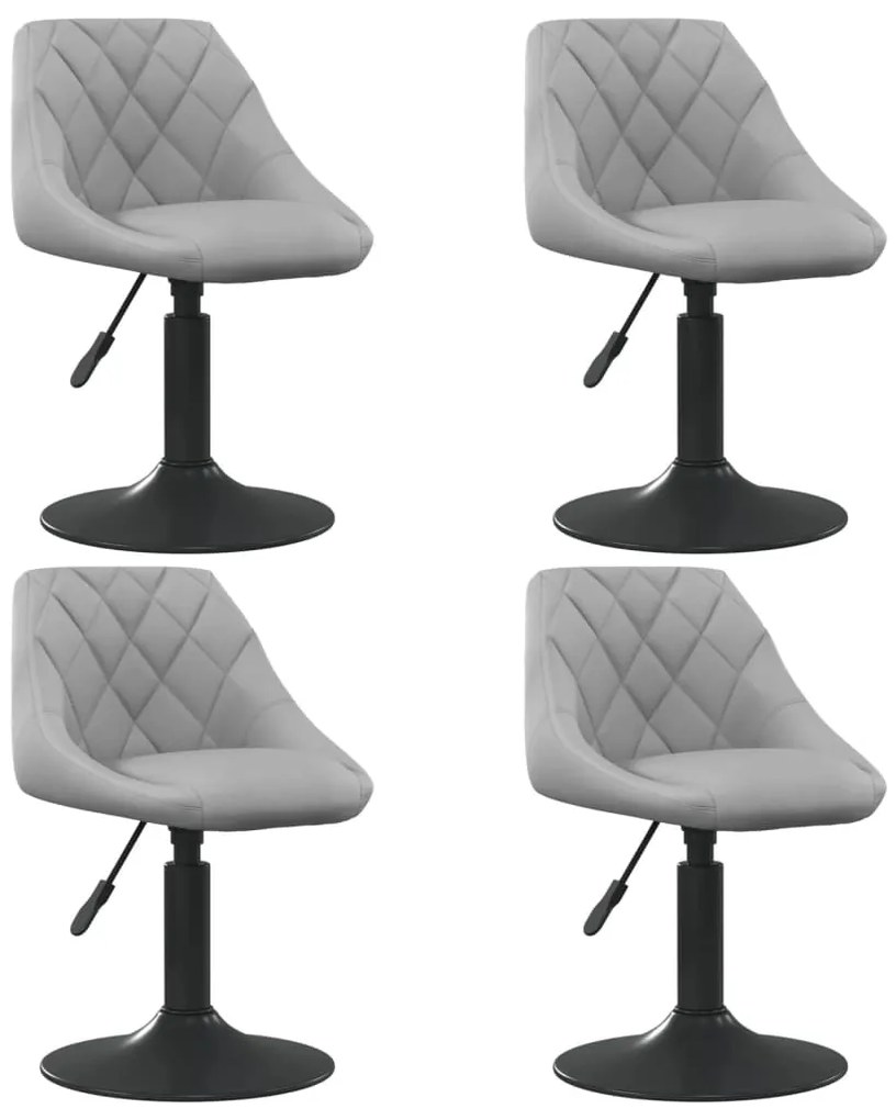 vidaXL Scaune de masă pivotante, 4 buc., gri deschis, catifea