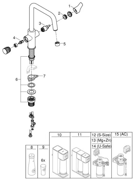 GROHE 30595000 - Baterie pentru chiuvetă BLUE PURE Start, 366 mm, crom lucios