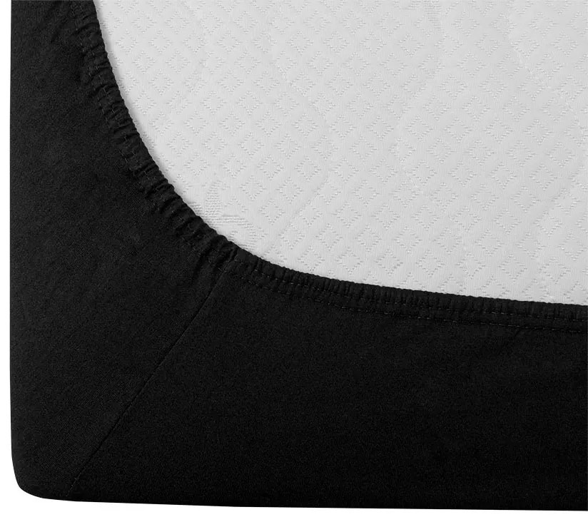 Cearsaf din material jersey cu elastic negru 200x220-cm