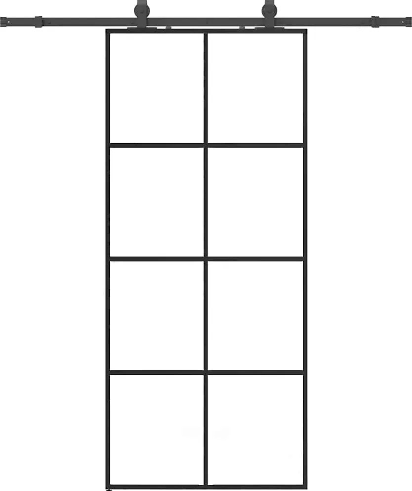 vidaXL Ușă glisantă cu set de feronerie neagră 90x205 cm Sticlă ESG