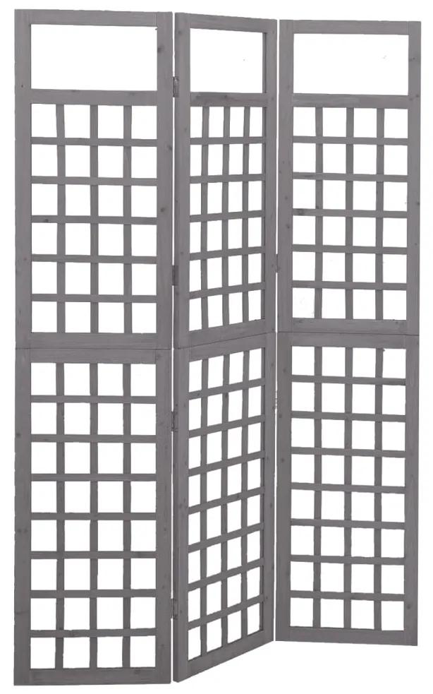 Separator camera cu 3 panouri, gri, 121x180 cm nuiele lemn brad Gri, 121 x 180 cm, 1