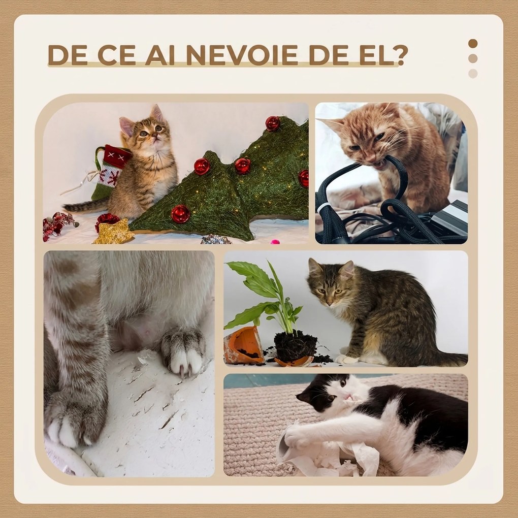 PawHut Ansamblu de Zgâriat pentru Pisici Multinivel cu Stâlp Sisal și Platformă, PAL, Pluș, 48,5x48,5x105 cm, Bej | Aosom Romania