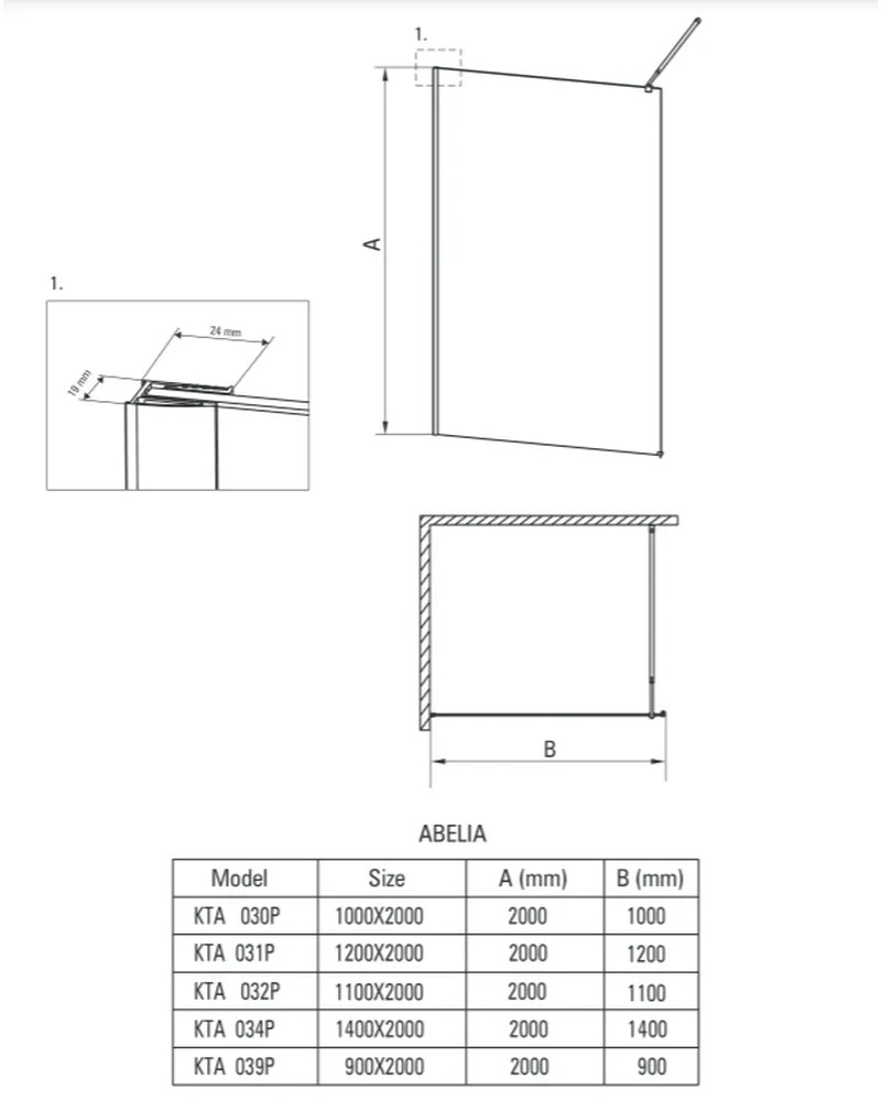 Set paravan dus walk-in 90x200 cm crom Deante Abelia, bara, para dus si furtun Hansgrohe si baterie dus Cersanit Suaro