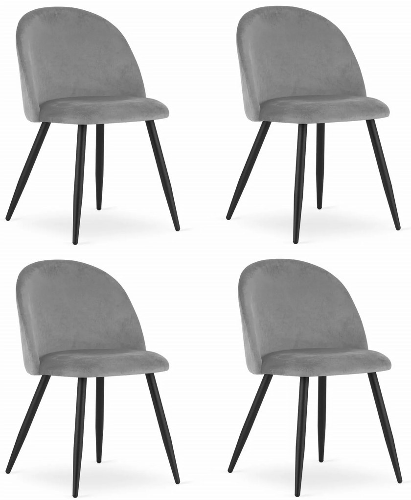 Set 4 Scaune Bucatarie/Dining Capri Catifea Gri
