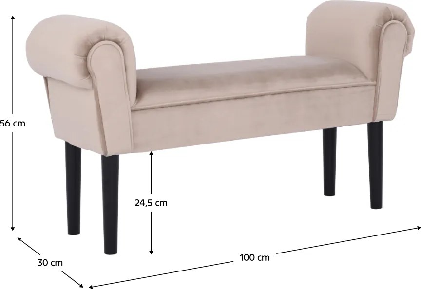 Bancă, catifea Velvet, grej/negru, BURDA
