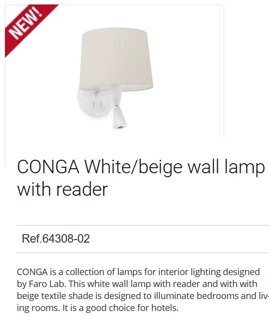 Aplica cu reader LED eleganta design modern CONGA alb/bej 64308-02