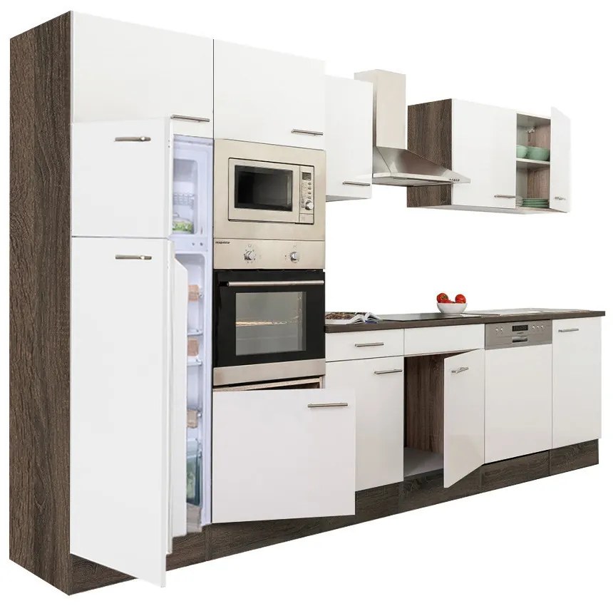 Mobilă de bucătărie Yorki 340, corp din stejar Yorki, cu față alb satinat