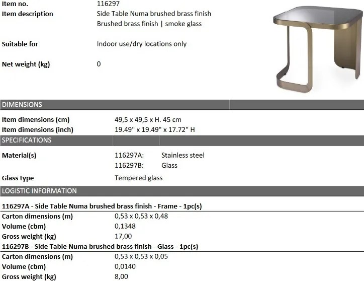 Masuta laterala design elegant LUX Numa, alama periata 116297 HZ