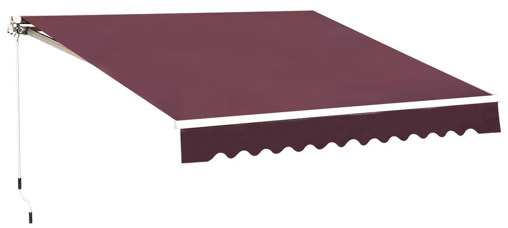 Copertina de Soare pentru Exterior Reglare cu Manivela, din Aluminiu si Poliester, 295x250cm, Rosu Inchis Outsunny | Aosom RO