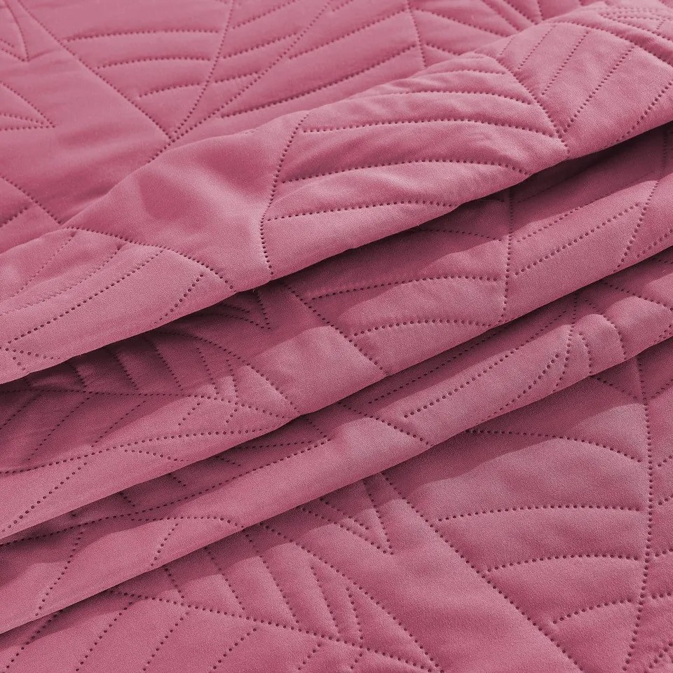 Cuvertura roz pentru pat cu model LEAVES Dimensiune: 200 x 220 cm