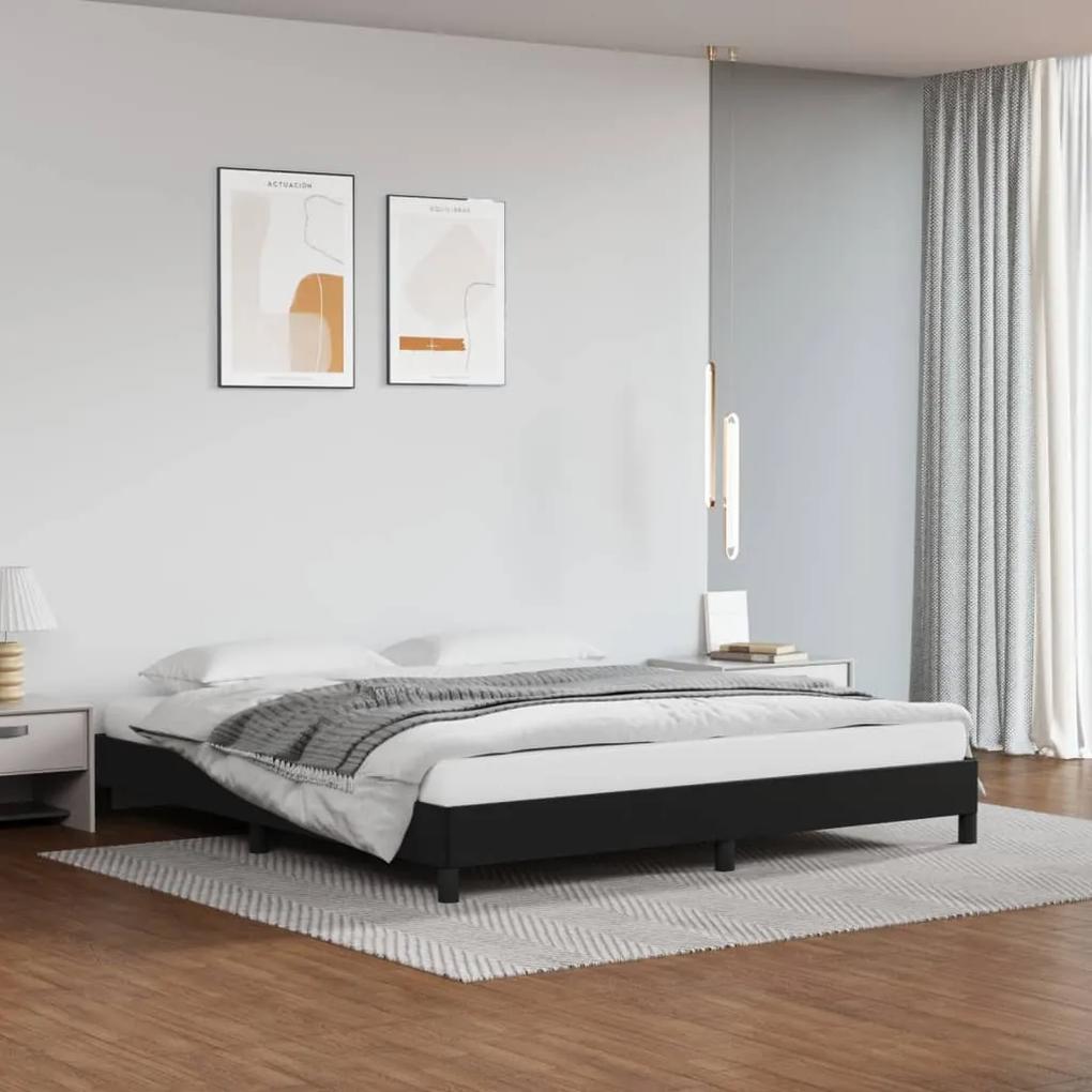 Cadru de pat, negru, 160x200 cm, piele ecologica Negru, 25 cm, 160 x 200 cm