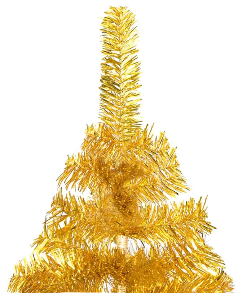 Brad de Craciun artificial cu LED globuri auriu 150 cm PET gold and grey, 150 x 75 cm, 1
