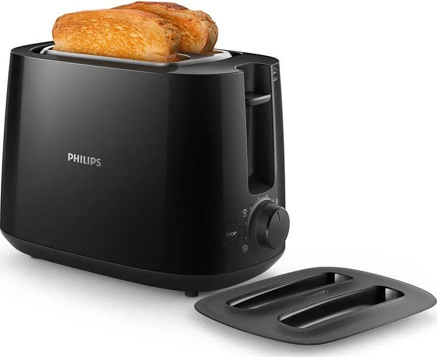 Prajitor de paine Philips HD2582/90, 900 W, 2 felii, Negru
