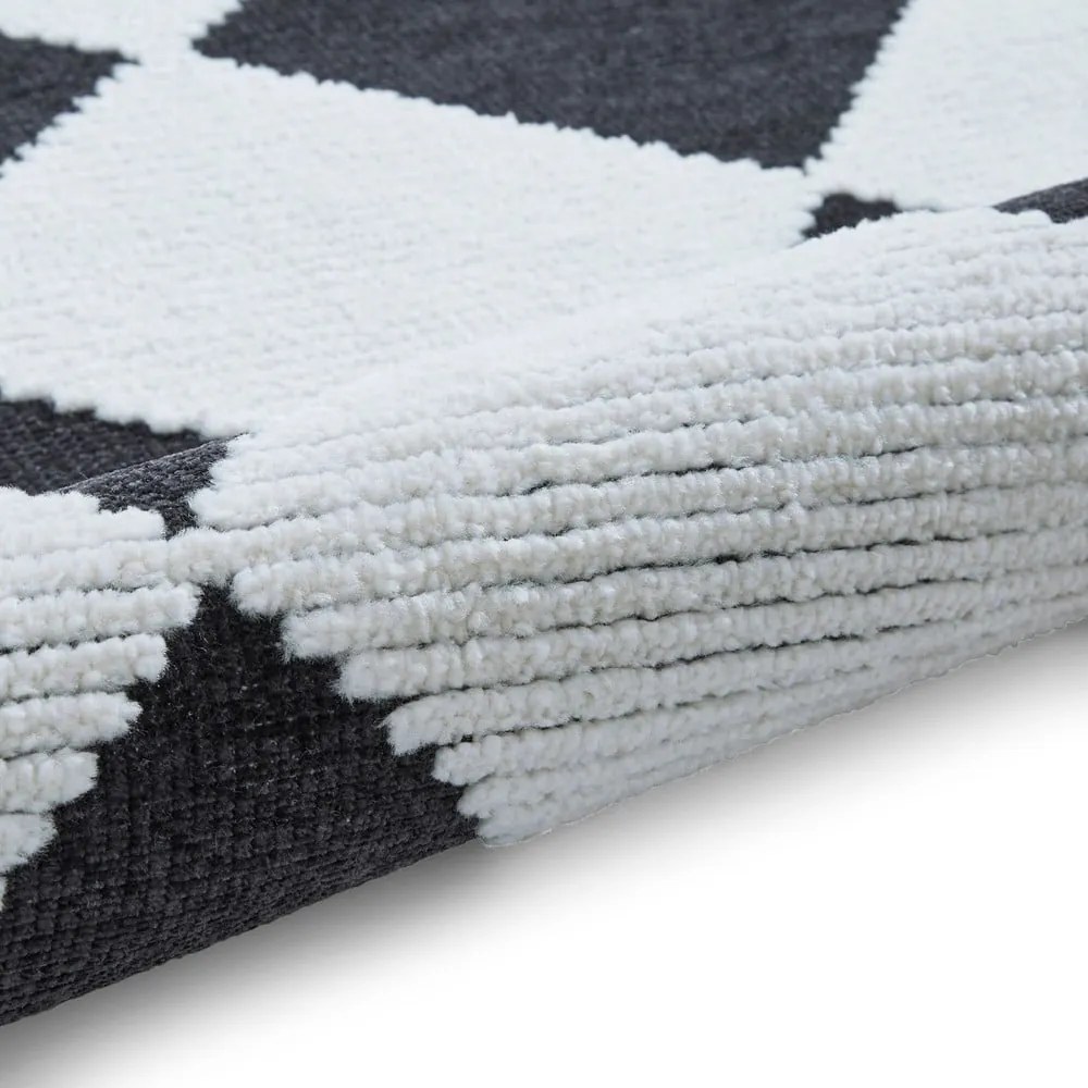 Covor alb-negru lavabil 80x150 cm Lyna Charcoal&amp;White – Think Rugs