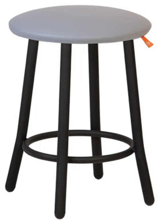 Scaun de tip taburet Teddy Black, piele ecologica, gri