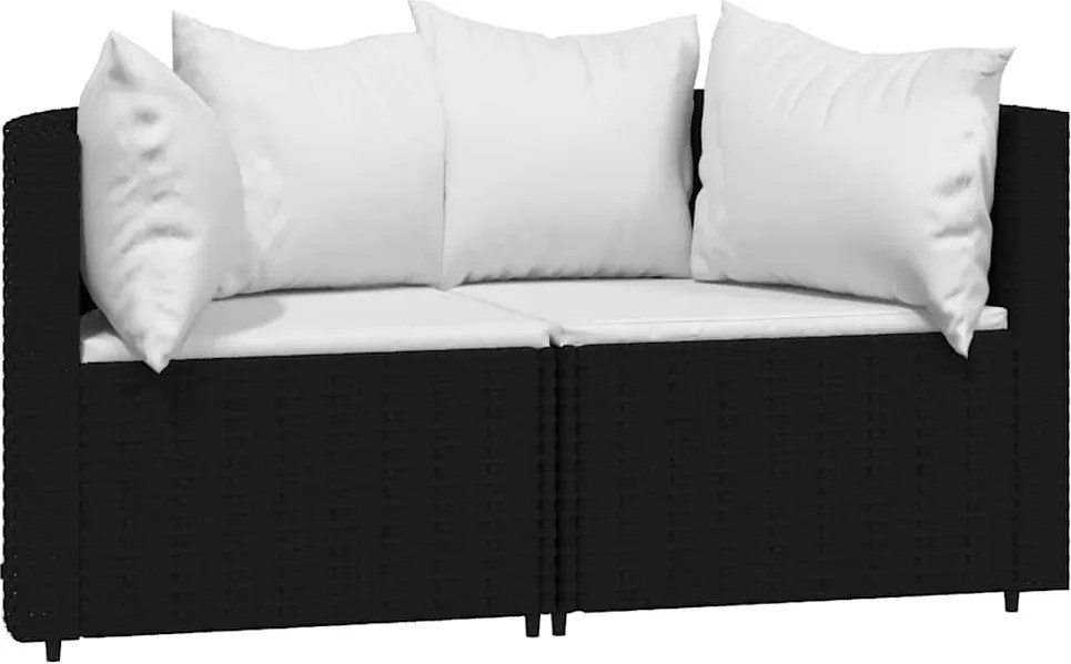 vidaXL Canapele de colț de grădină cu perne 2 buc. negru poliratan