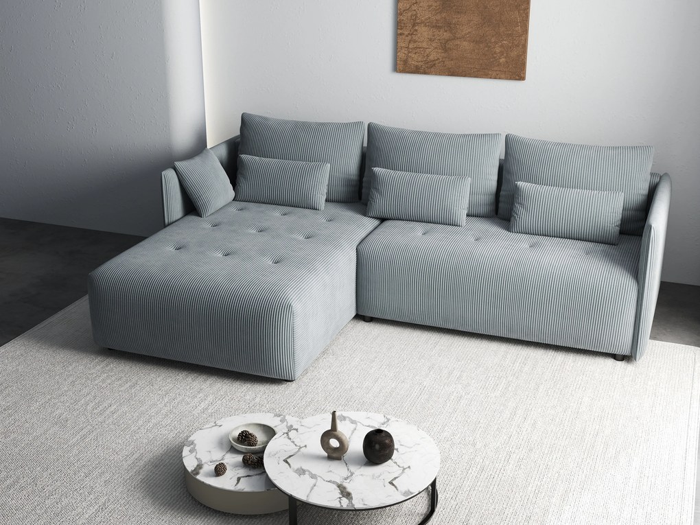 Colțar extensibil dumonde cu ladă de depozitare si sezut confortabil din spuma high-density, Malta Zoom Grey 235x185 cm