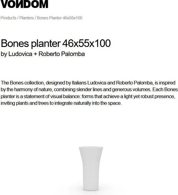Ghiveci de flori / Jardiniera plante design decorativ modern pentru amenajari interioare si exterioare, BONES PLANTER 57003R Vondom