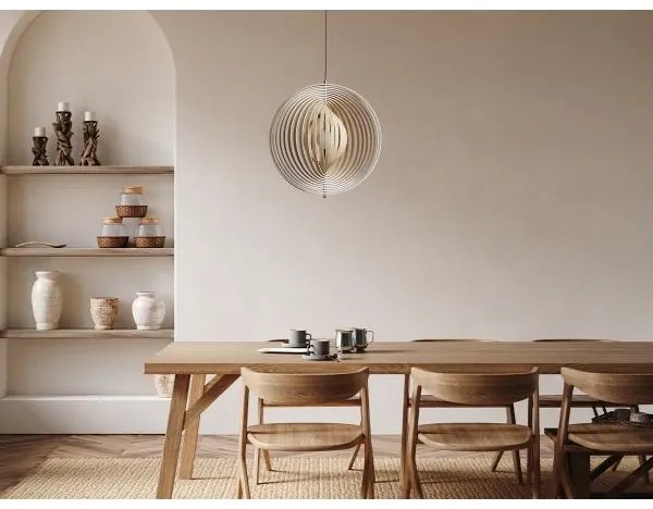 Pendul din lemn pe cablu, 1xE27/60W/230V, diametru 50 cm, lemn masiv/furnir/lemn de cauciuc