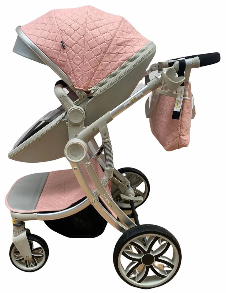 Carucior 2 in 1 cu landou transformabil in parte sport, 0-36 luni, Roz - CPC-15-roz