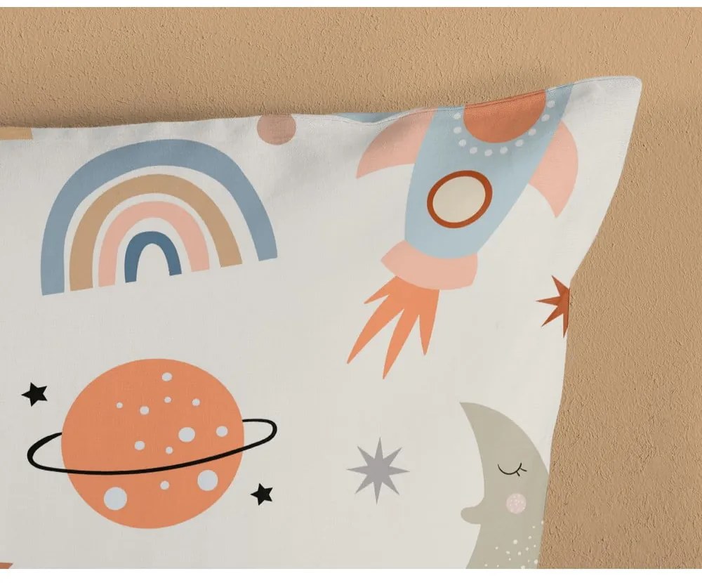 Lenjerie de pat pentru copii albastră-bej din bumbac pentru pătuț 100x135 cm Eclips – Good Morning